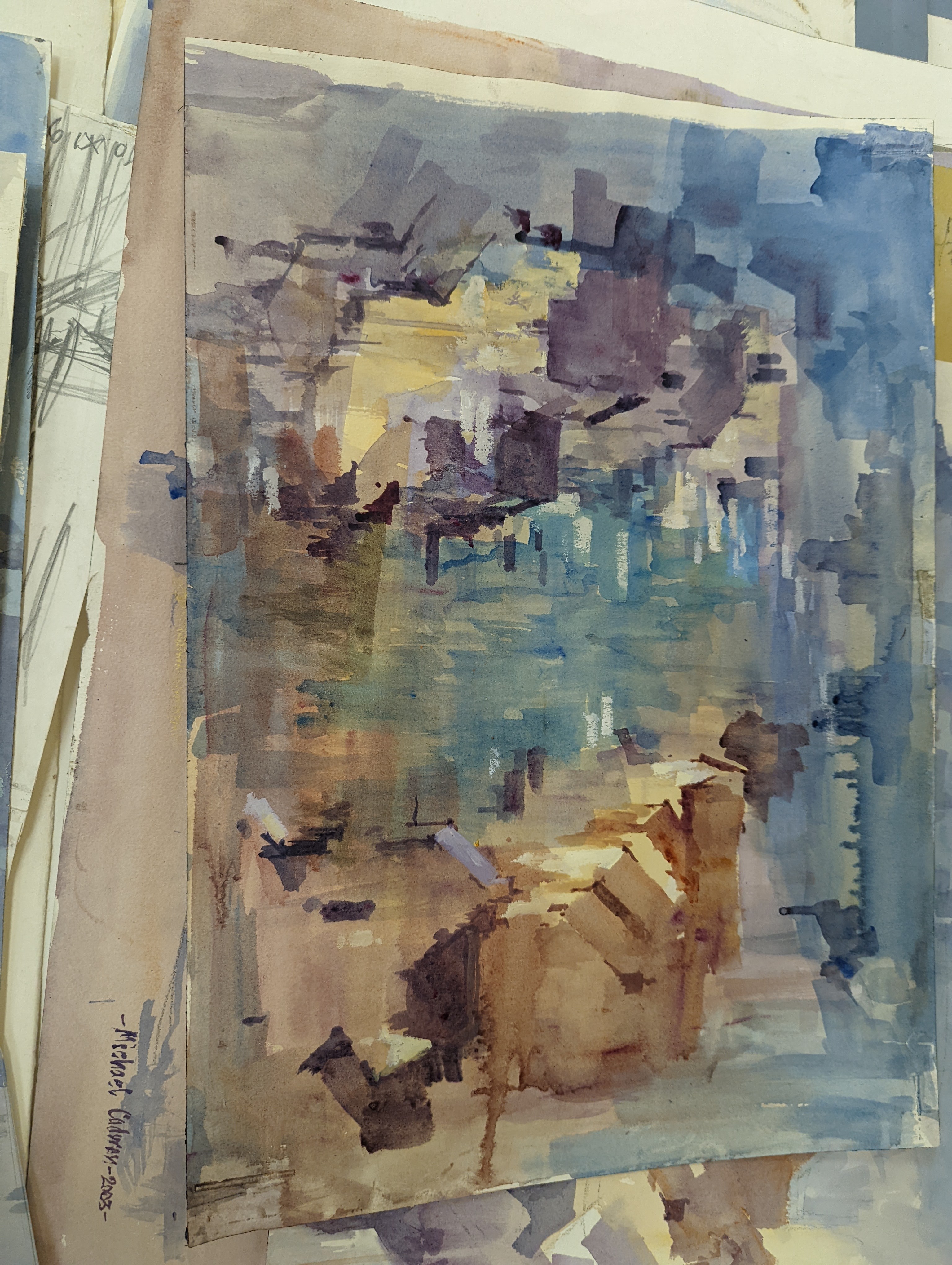 Michael Cadman (1920-2010), a group of assorted watercolours, mostly topographical scenes c.1995 to 2003, largest 46 x 61cm, one framed, the others unframed